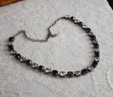 BLACK FRIDAY Dark Purple and Crystal Necklace - Sample Sale!