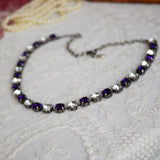 BLACK FRIDAY Dark Purple and Crystal Necklace - Sample Sale!