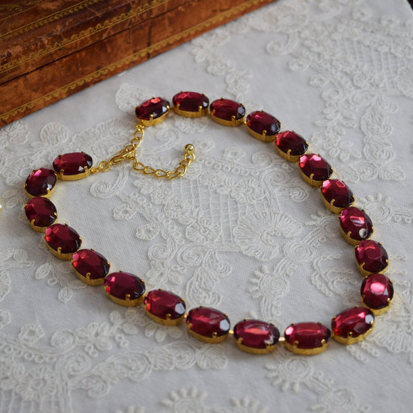 BLACK FRIDAY Raspberry Pink Mirror Collet Necklace - Large Oval - Sample Sale