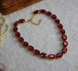 BLACK FRIDAY Raspberry Pink Mirror Collet Necklace - Large Oval - Sample Sale