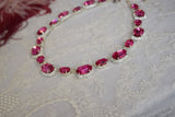 Bright Pink Swarovski Crystal Halo Necklace - Large Oval