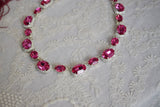 Bright Pink Swarovski Crystal Halo Necklace - Large Oval