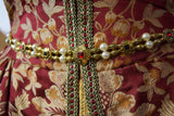 Renaissance Girdle Belt - Red and Black Quatrefoil - 25" + Extension