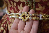 Renaissance Girdle Belt - Red Crystal Pearl and bead - 35" + Extension