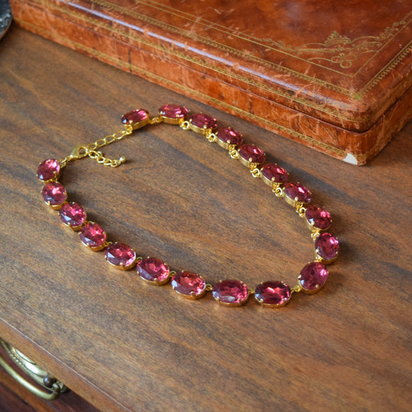 Sample Sale! Dark Pink Aurora Necklace - Large Oval