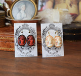 Classical Cameo Earrings - Red/Black or Pink/Ivory - Extra Large Oval