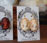 Classical Cameo Earrings - Red/Black or Pink/Ivory - Extra Large Oval