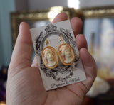 Classical Cameo Earrings - Red/Black or Pink/Ivory - Extra Large Oval