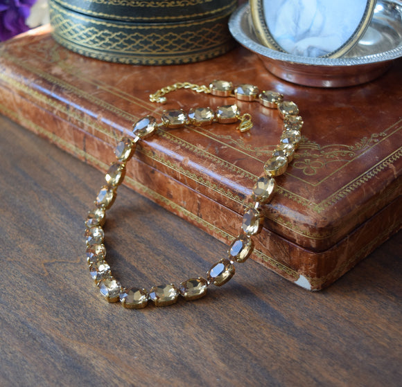 Light Colorado Topaz Aurora Crystal Collet Necklace - Medium Oval