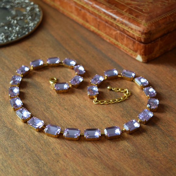 Light Purple Aurora Crystal Necklace - Medium Octagon