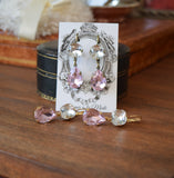 Blush Pink and Clear Crystal Teardrop Earrings
