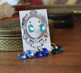 Blue Crystal Earrings - Medium Oval