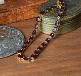 Sample Sale! Dark Purple Crystal Collet Necklace - Medium Octagon