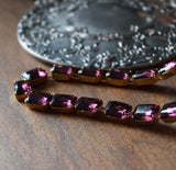 Sample Sale! Dark Purple Crystal Collet Necklace - Medium Octagon