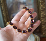 Sample Sale! Dark Purple Crystal Collet Necklace - Medium Octagon