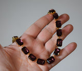Sample Sale! Dark Purple Crystal Collet Necklace - Medium Octagon