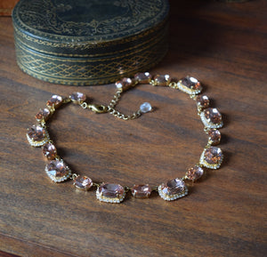 Peach Aurora Halo Necklace - Large Oval