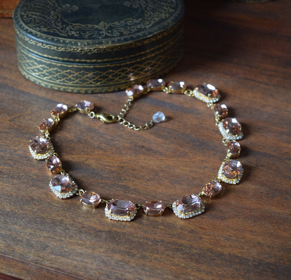 Peach Aurora Halo Necklace - Large Oval