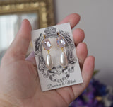 Blush Pink Crystal and Pearl Dangles - Medium Oval Stones, Large Pearls