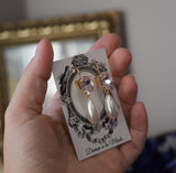 Blush Pink Crystal and Pearl Dangles - Medium Oval Stones, Large Pearls