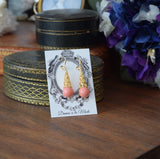 Pink Coral and Filigree Teardrop Earrings