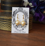 BLACK FRIDAY Round Cream Pearl Dangle Earrings
