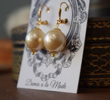 BLACK FRIDAY Round Cream Pearl Dangle Earrings