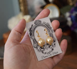 BLACK FRIDAY Round Cream Pearl Dangle Earrings