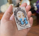 BLACK FRIDAY Turquoise teardrop 2-stone earrings