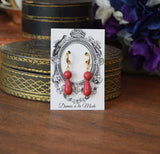 BLACK FRIDAY Red "Coral" teardrop 2-stone earrings