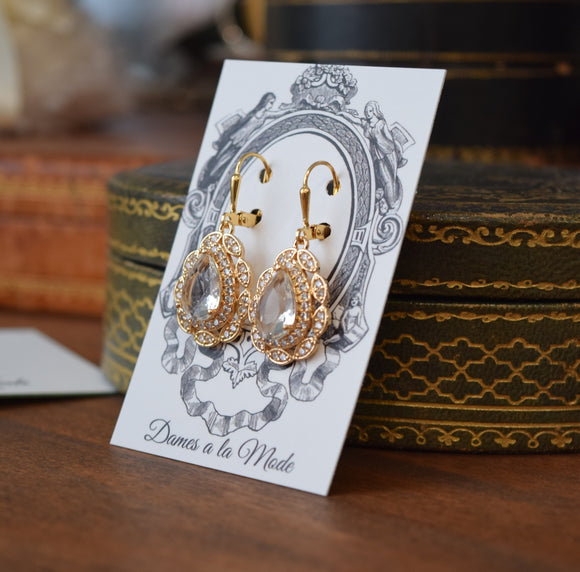 BLACK FRIDAY Crystal Cluster Teardrop Earrings