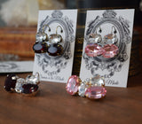 BLACK FRIDAY 2-stone Swarovski Earrings, Rosaline or Garnet