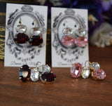 BLACK FRIDAY 2-stone Swarovski Earrings, Rosaline or Garnet