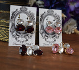 BLACK FRIDAY 2-stone Swarovski Earrings, Rosaline or Garnet