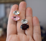BLACK FRIDAY 2-stone Swarovski Earrings, Rosaline or Garnet