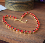 BLACK FRIDAY Aurora Crystal Ruby Red Necklace - Tiny Round