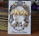 BLACK FRIDAY Caroline Murat Leaf and Pearl Earrings