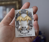 BLACK FRIDAY Caroline Murat Leaf and Pearl Earrings