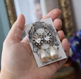 BLACK FRIDAY Huge Crystal Cluster and Pearl Earrings