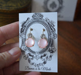 BLACK FRIDAY Pink Moonstone and Crystal Earrings