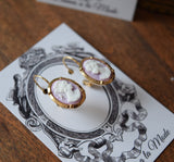 BLACK FRIDAY Light Purple Cameo Collar Earrings