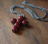 BLACK FRIDAY Dark Red Cross Pendant
