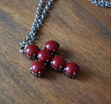 BLACK FRIDAY Dark Red Cross Pendant