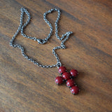 BLACK FRIDAY Dark Red Cross Pendant