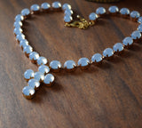 BLACK FRIDAY Moonstone Collet Necklace with Cross Pendant