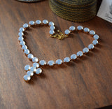 BLACK FRIDAY Moonstone Collet Necklace with Cross Pendant