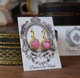 BLACK FRIDAY Pink Moonstone Halo Earrings