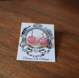 BLACK FRIDAY Pink Moonstone Halo Earrings