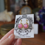 BLACK FRIDAY Pink Moonstone Halo Earrings