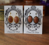 BLACK FRIDAY Goldstone Crown Earrings - Large Oval